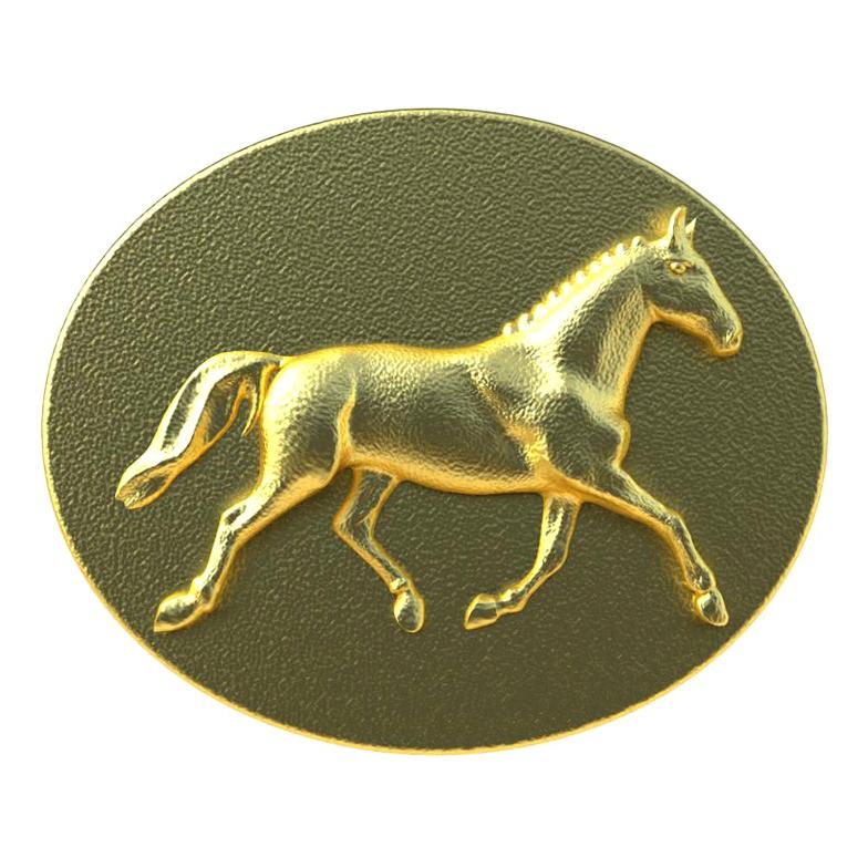 18 Karat Yellow Gold Vermeil Dressage Horse Cuff links, Tiffany Designer, Thomas Kurilla sculpted these elegant trotting horses for the equestrian lovers. Simply floating in the air as these horses trot.  polished  to see the details easily. 19mm