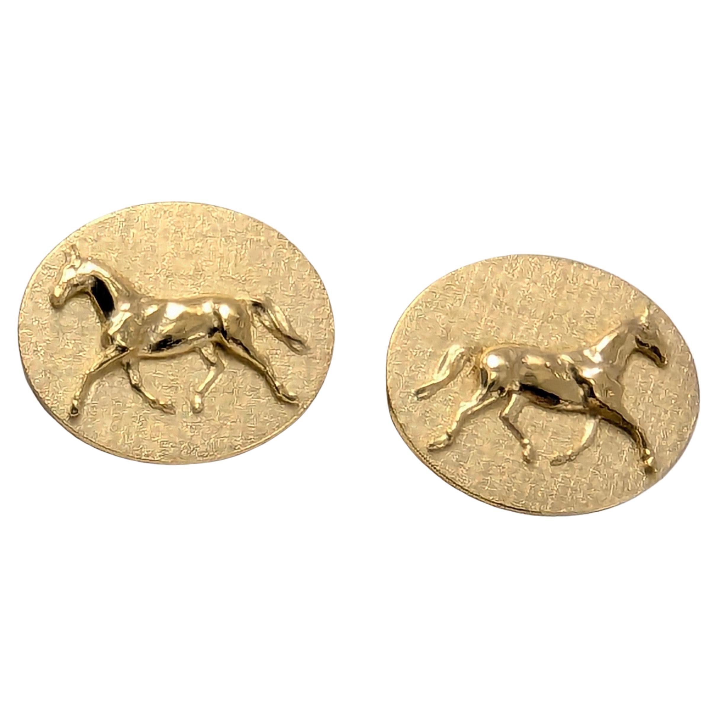 Gemelos Doma Caballar Vermeil Oro Amarillo 18 Quilates