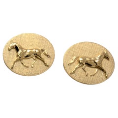 Boutons de manchette en or jaune 18 carats Vermeil cheval de dressage