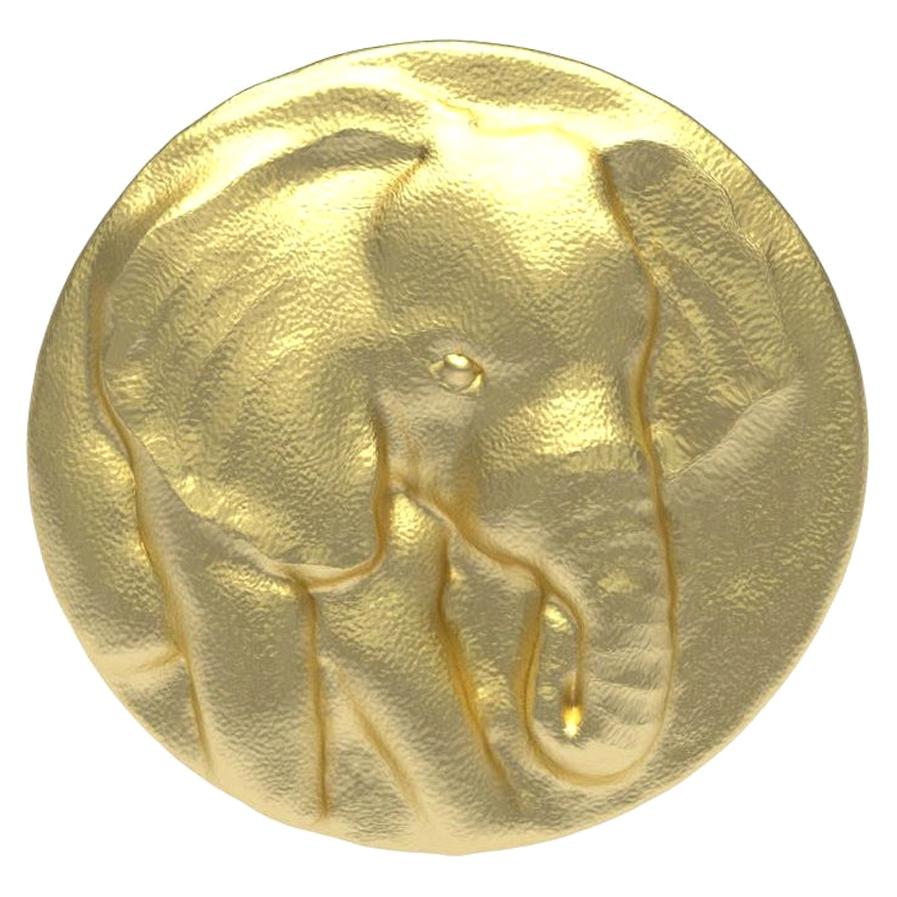 18 Karat Yellow Gold Vermeil Elephant Signet Ring
