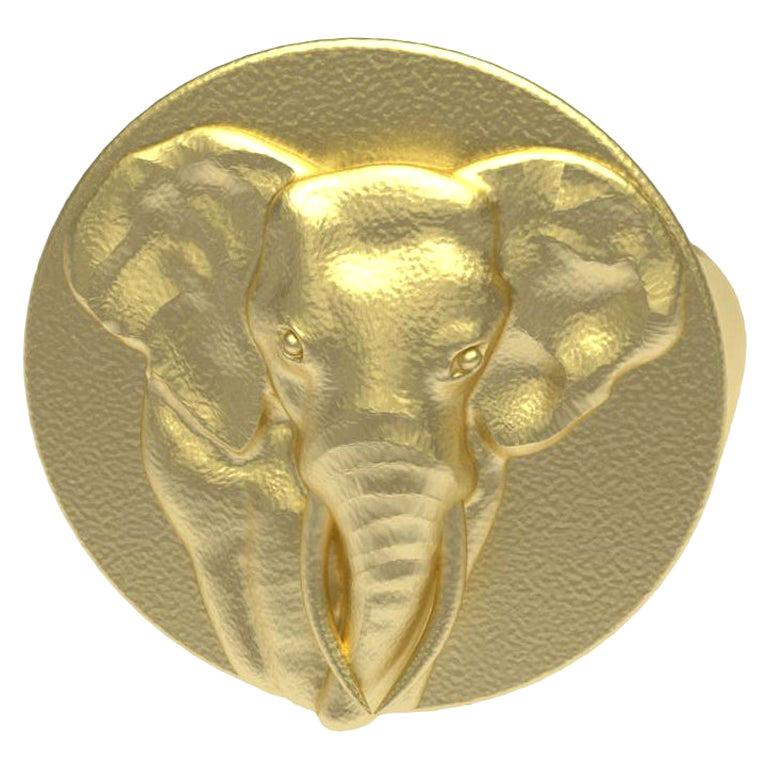 18 Karat Yellow Gold Vermeil Elephant Tusks Signet Ring