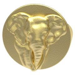18 Karat Yellow Gold Vermeil Elephant Tusks Signet Ring