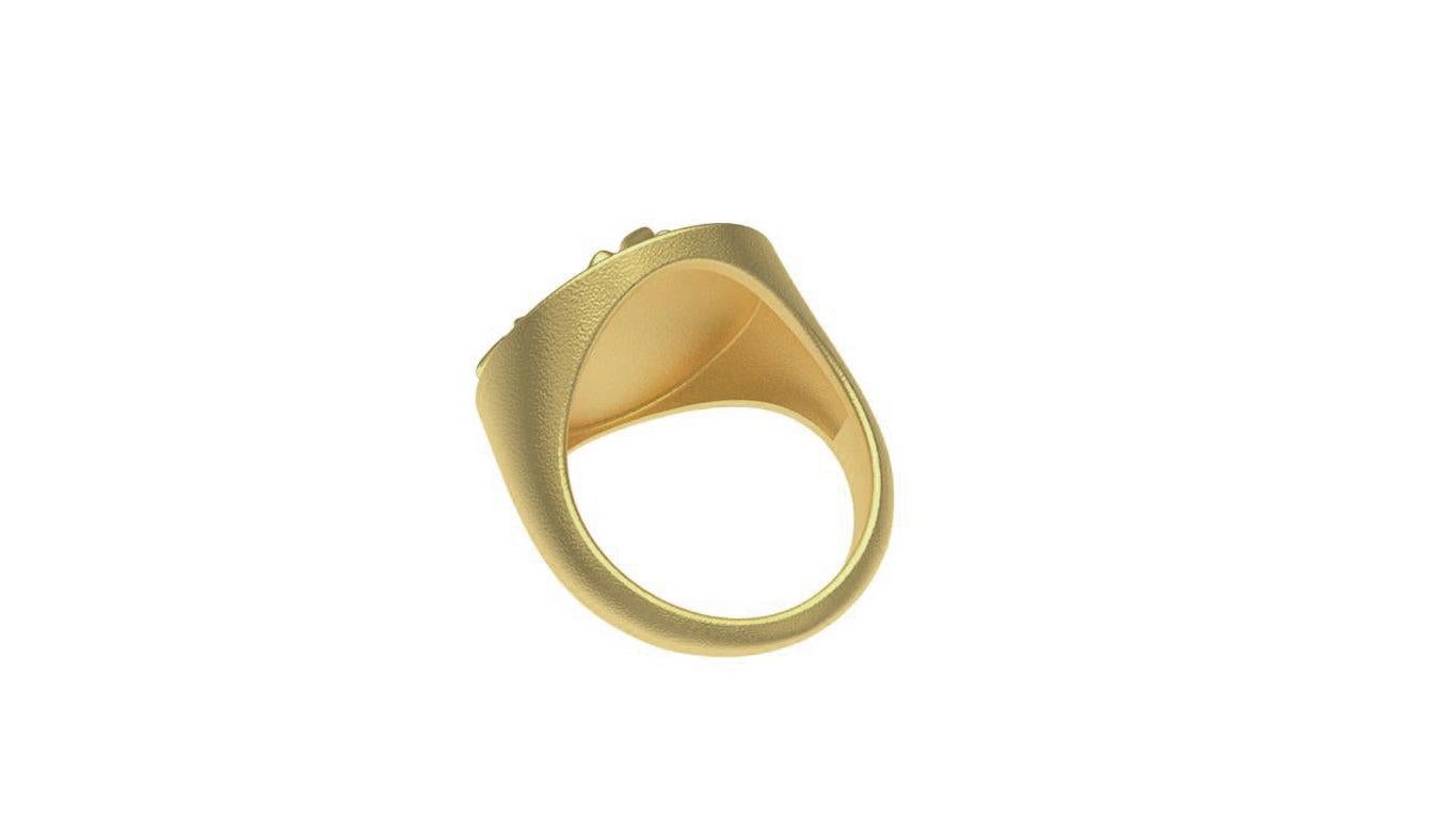 For Sale:  18 Karat Yellow Gold  Vermeil Fleur de Lis Signet Ring 5