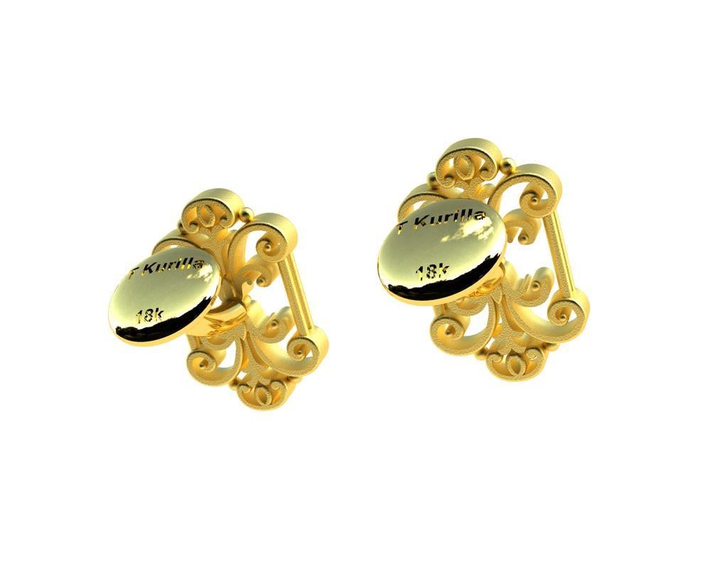 Women's or Men's 18 Karat Yellow Gold Vermeil French Gate Cufflinks For Sale