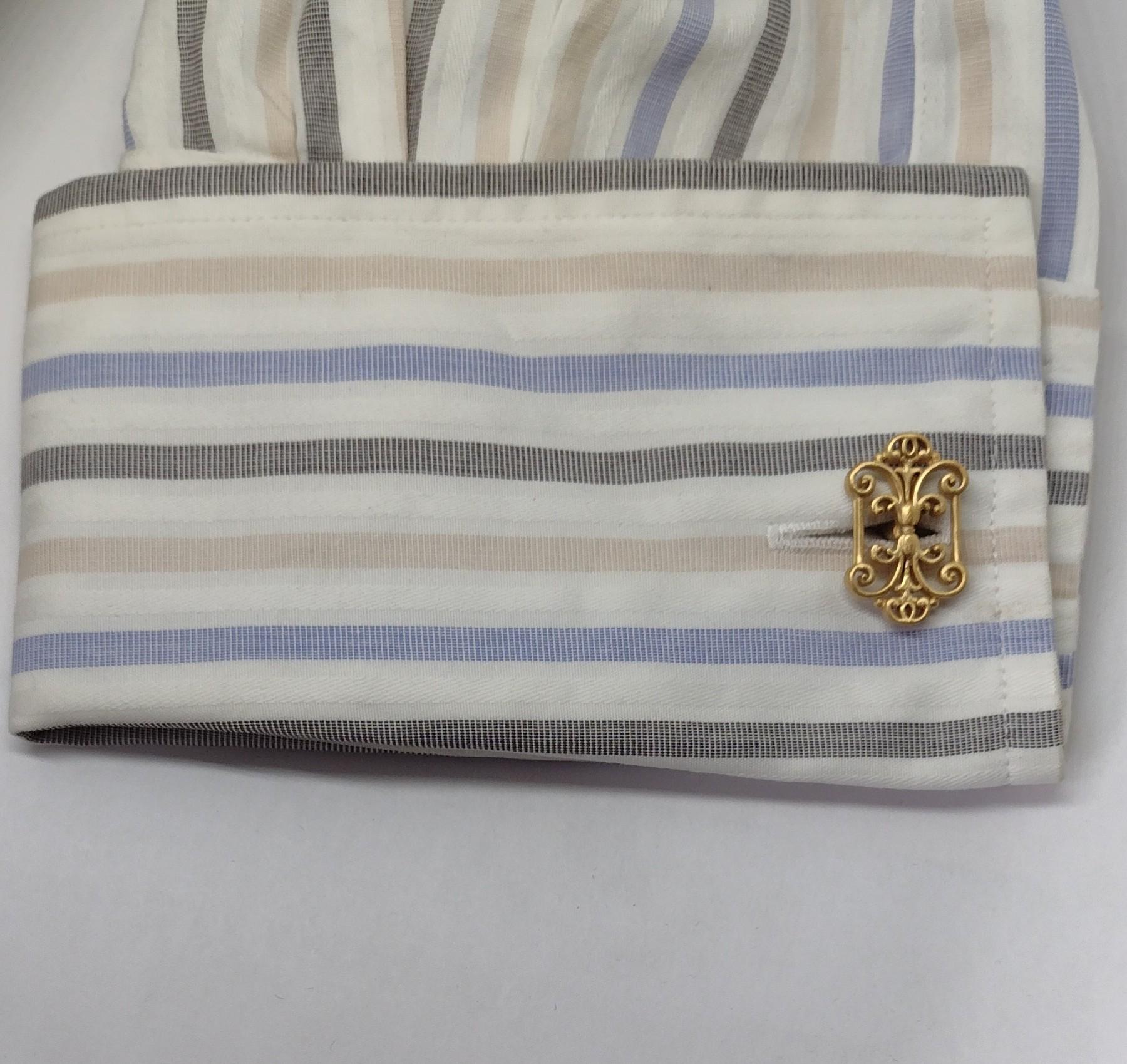 18 Karat Yellow Gold Vermeil French Gate Cufflinks For Sale at 1stDibs