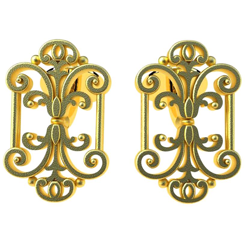 Contemporary 18 Karat Yellow Gold Vermeil French Gate Cufflinks For Sale