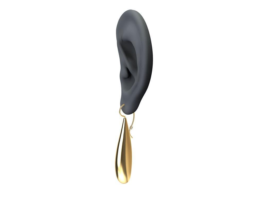 Contemporain Boucles d'oreilles longues gouttes en or jaune 18 carats Vermeil en vente