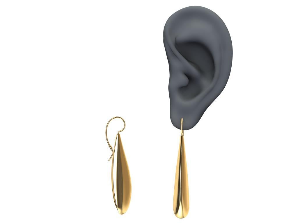 Boucles d'oreilles longues gouttes en or jaune 18 carats Vermeil Pour femmes en vente