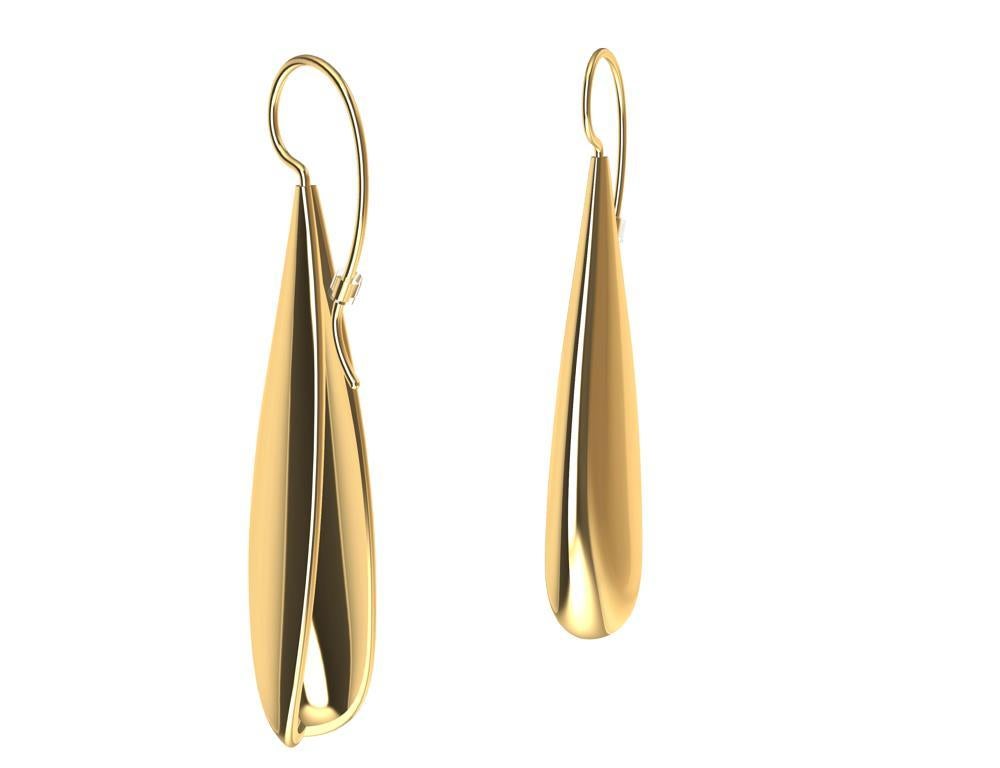 Women's 18 Karat Yellow Gold Vermeil Long Teardrop Drop Earrings For Sale