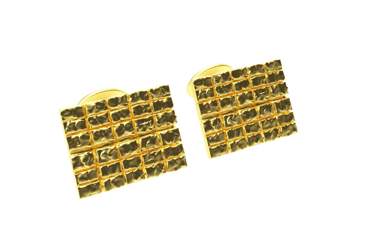 18 Karat Yellow Gold Vermeil Molten Blocks Cufflinks In New Condition For Sale In New York, NY