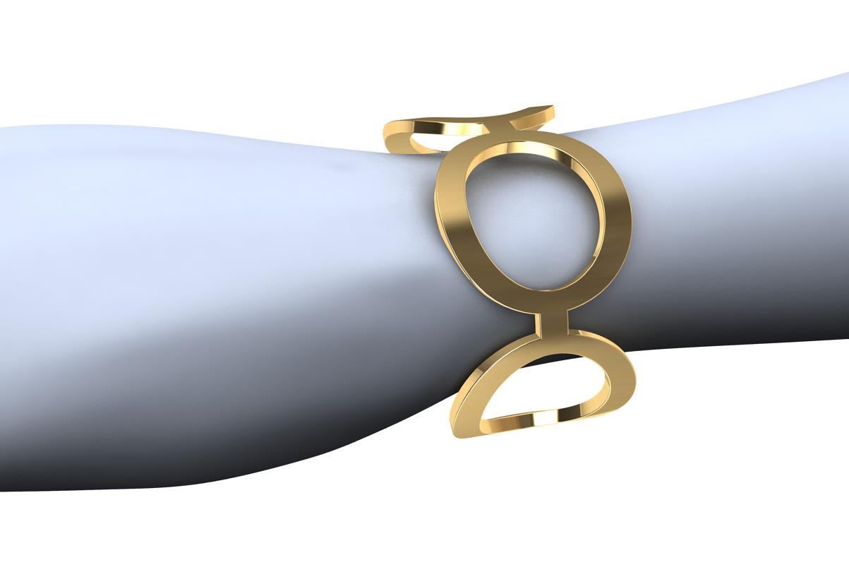 Contemporain Bracelet manchette ovale en or jaune 18 carats et vermeil en vente