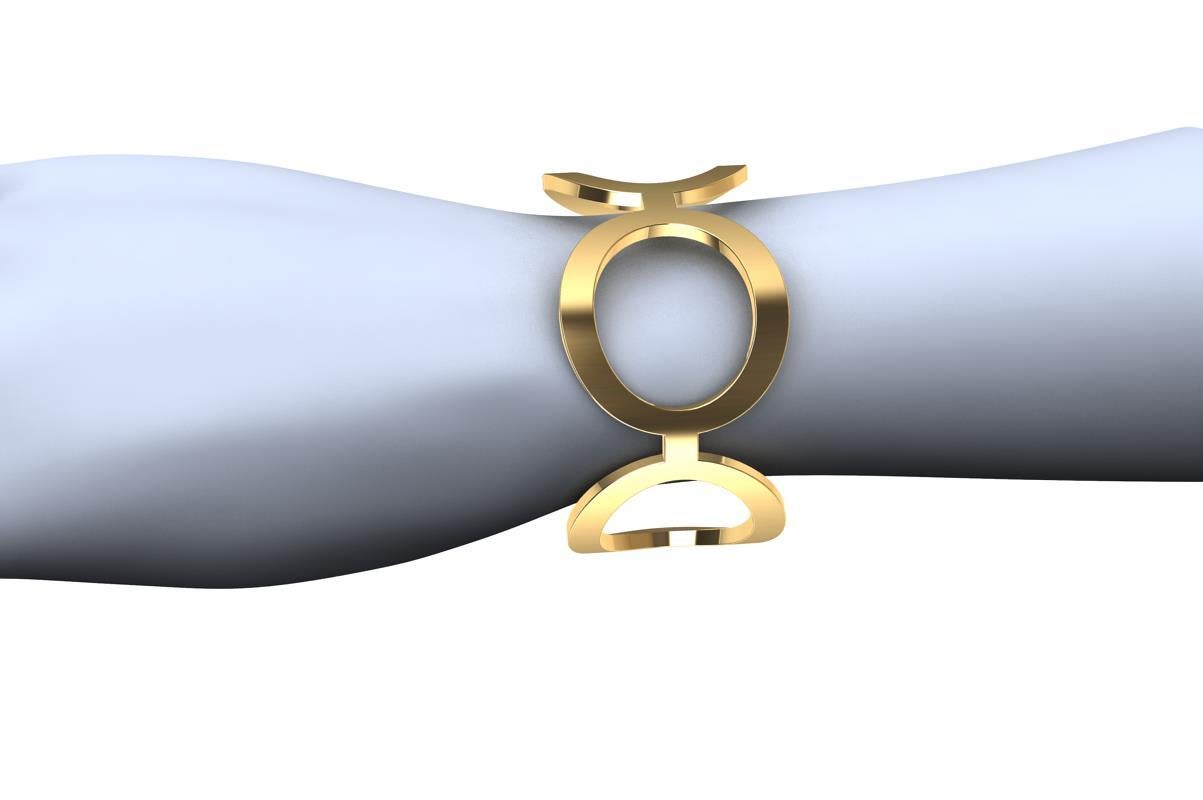 18 Karat Yellow Gold Vermeil Oval Cuff Bracelet In New Condition For Sale In New York, NY
