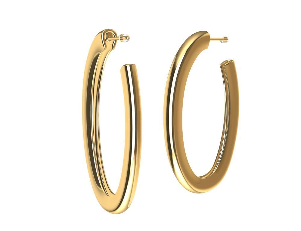 Contemporary 18 Karat Yellow Gold Vermeil Oval Teardrop Hoop Earrings For Sale
