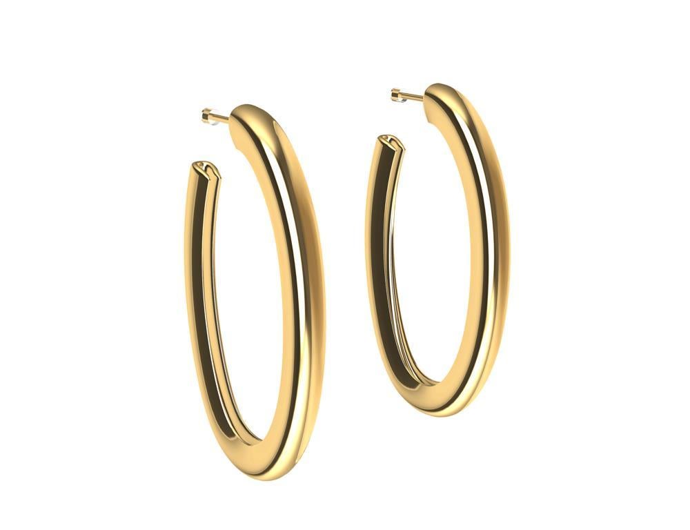 18 Karat Yellow Gold Vermeil Oval Teardrop Hoop Earrings In New Condition For Sale In New York, NY