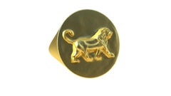 18 Karat Yellow Gold Vermeil Persepolis Lion Signet Ring
