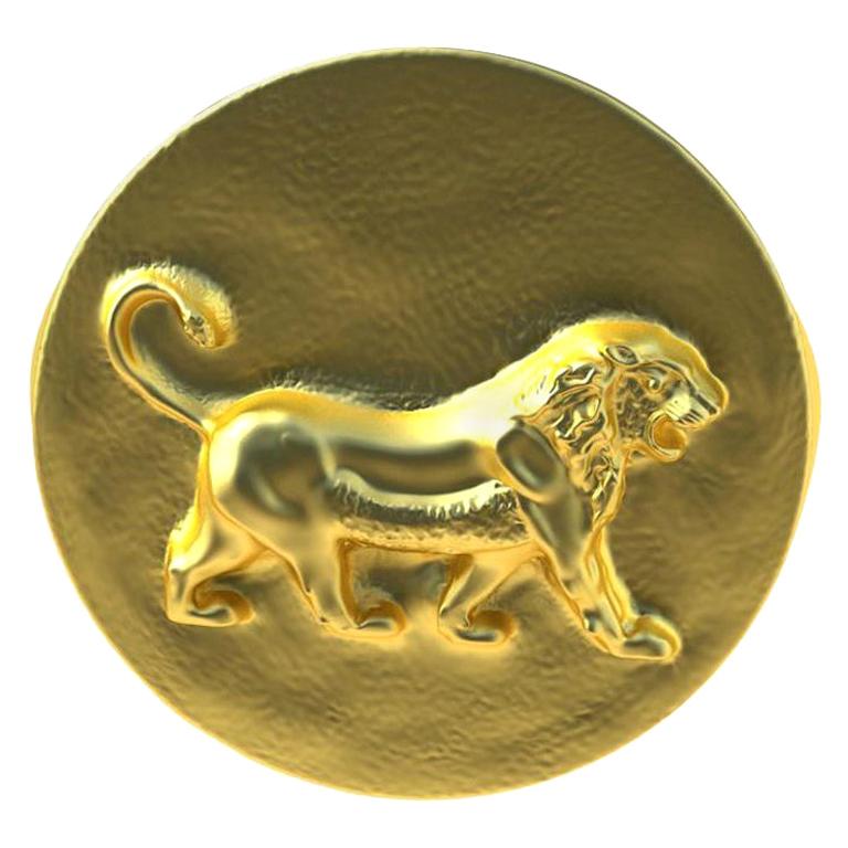 Bague sigillaire en or jaune 18 carats et vermeil représentant un lion de Persepolis