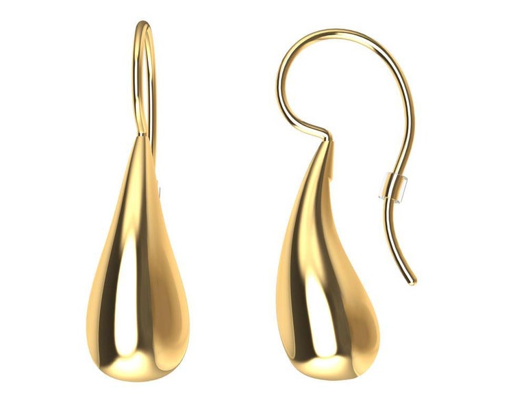 Contemporary 18 Karat Yellow Gold Vermeil Petite Teardrop Drop Earrings For Sale