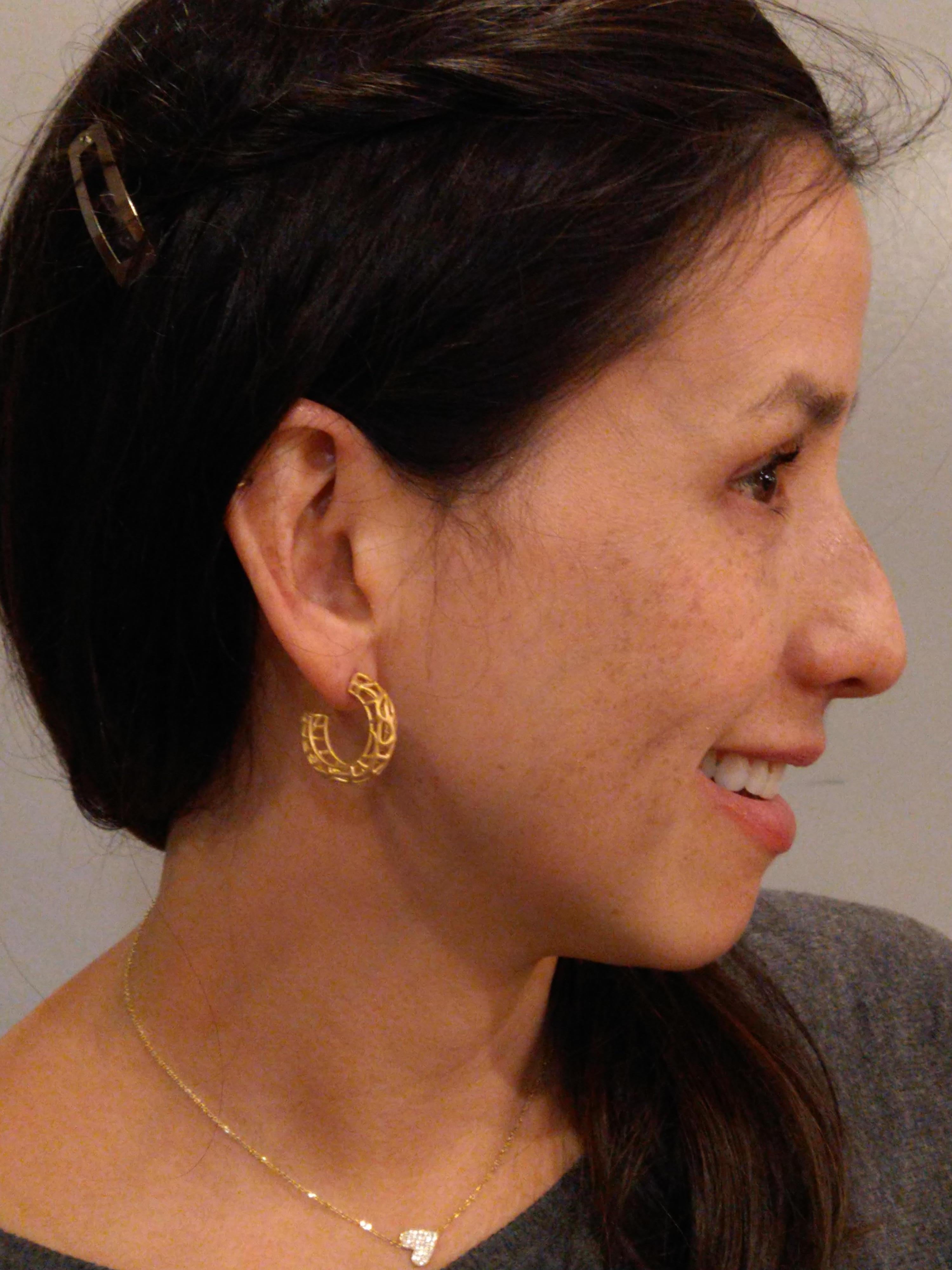 18 Karat Yellow Gold Vermeil Seaweed Hoop Earrings, My favorite place on earth , the ocean. The inspiration here is endless, the ocean changes everyday with it's tides and waves. Plenty of salt and sun. These earring are vermeil which is 18 karat