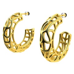 18 Karat Yellow Gold Vermeil Seaweed Hoop Earrings