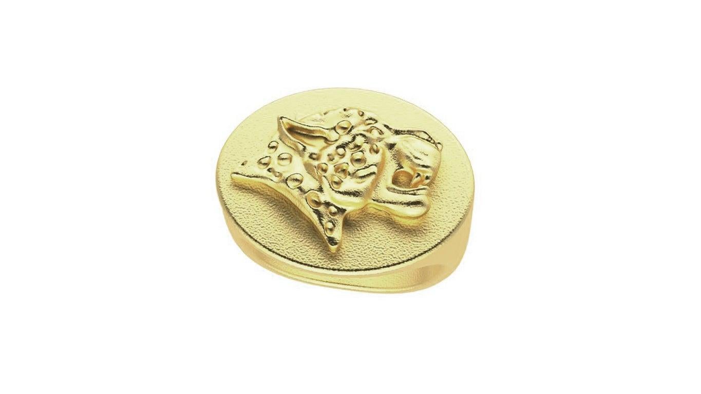 For Sale:  18 Karat Yellow Gold Vermeil Spotted Leopard Signet Ring 2