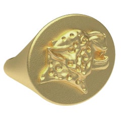 18 Karat Yellow Gold Vermeil Spotted Leopard Signet Ring