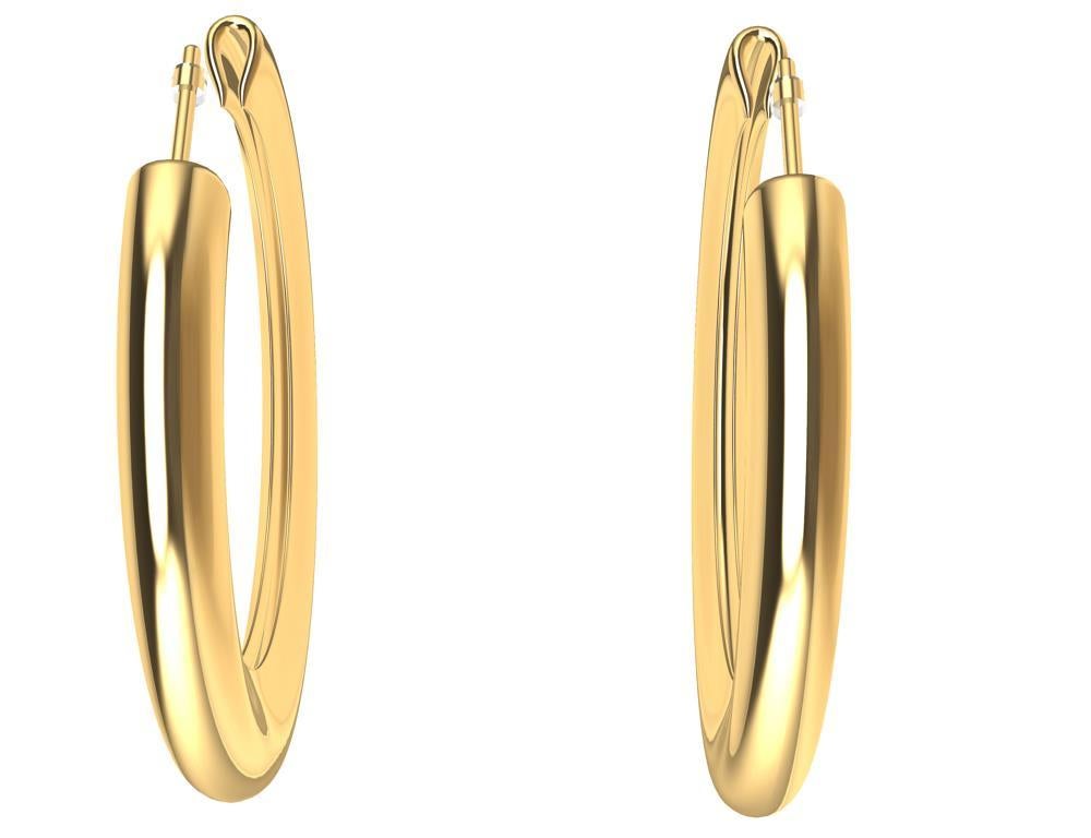 Women's 18 Karat Yellow Gold Micron Plate Teardrop Hoop Earrings For Sale