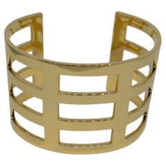 18 Karat Yellow Gold Micron Plated Wide Cuff Bracelet