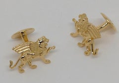 18 Karat Yellow Gold Vermeil Winged Griffin Cufflinks
