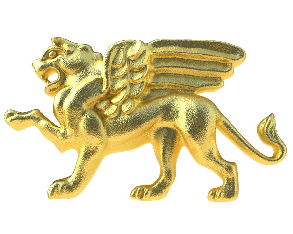 18 Karat Yellow Gold Vermeil Winged Griffin Cufflinks For Sale 4