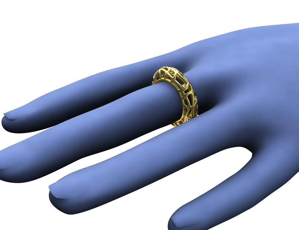 For Sale:  18 Karat Yellow Gold Vermeil Women's GIA Diamond Seaweed Ring 10