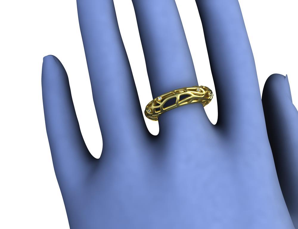 For Sale:  18 Karat Yellow Gold Vermeil Women's GIA Diamond Seaweed Ring 11