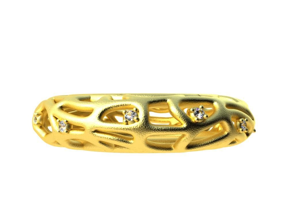 For Sale:  18 Karat Yellow Gold Vermeil Women's  Diamond Seaweed Ring 3