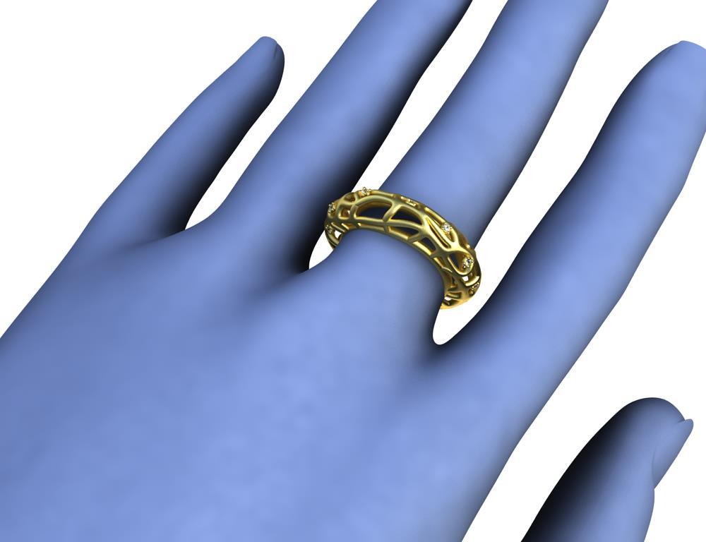 For Sale:  18 Karat Yellow Gold Vermeil Women's GIA Diamond Seaweed Ring 4