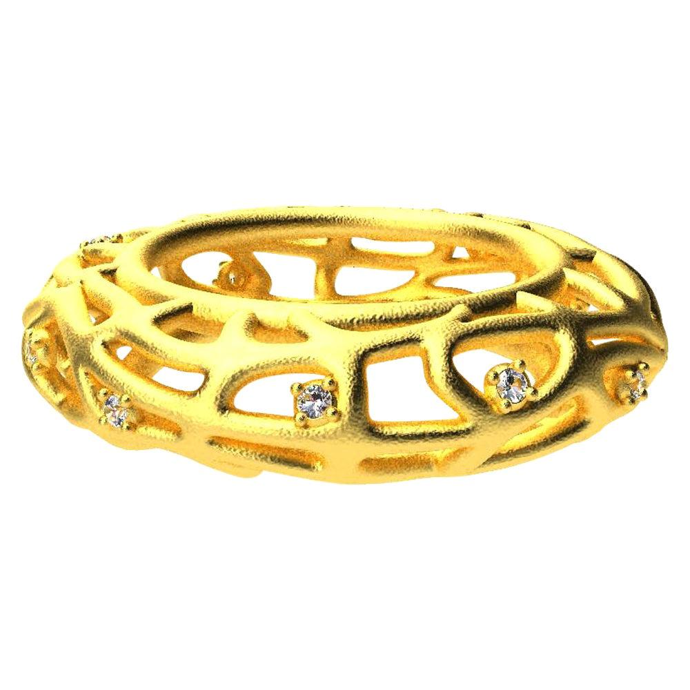 For Sale:  18 Karat Yellow Gold Vermeil Women's GIA Diamond Seaweed Ring