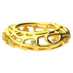18 Karat Yellow Gold Vermeil Women's GIA Diamond Seaweed Ring
