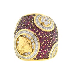 bague en or jaune 18 carats Versace Medusa Ruby Diamond Muse Collection 2012