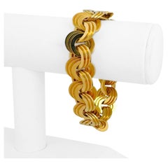 18 Karat Yellow Gold Very Heavy Triple Circle Link Bracelet Italy 