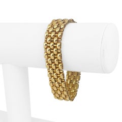 18 Karat Gelbgold Sehr breites Vintage-Gliederarmband mit ausgefallenen Gliedern