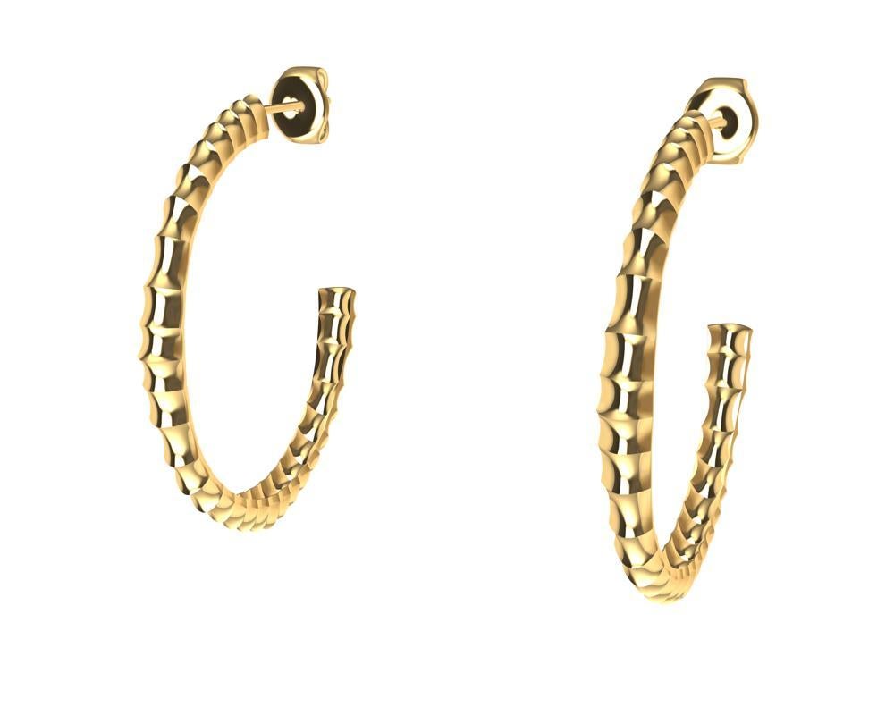 Contemporary 18 Karat Yellow Gold Vetebrae Hoop Earrings For Sale