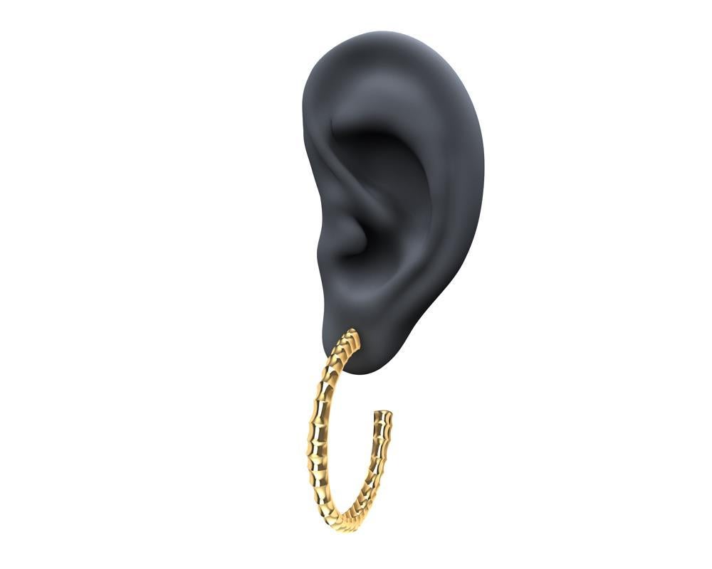 18 Karat Yellow Gold Vetebrae Hoop Earrings For Sale 1