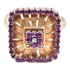 18 Karat Yellow Gold Vintage 1930s Ruby and Diamond Ring