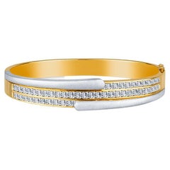 Bracelet à charnières vintage en or jaune 18 carats avec diamants taille Asscher de 5,75 carats