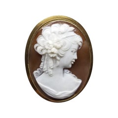 18 Karat Yellow Gold Vintage Cameo Pin and Pendant