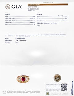 18 Karat Yellow Gold Vintage FOUGERAY Ruby and Diamond Ring with GIA