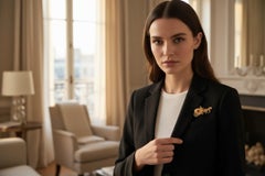 18 Karat Yellow Gold Vintage Gem Set ‘Horse and Carriage’ Brooch