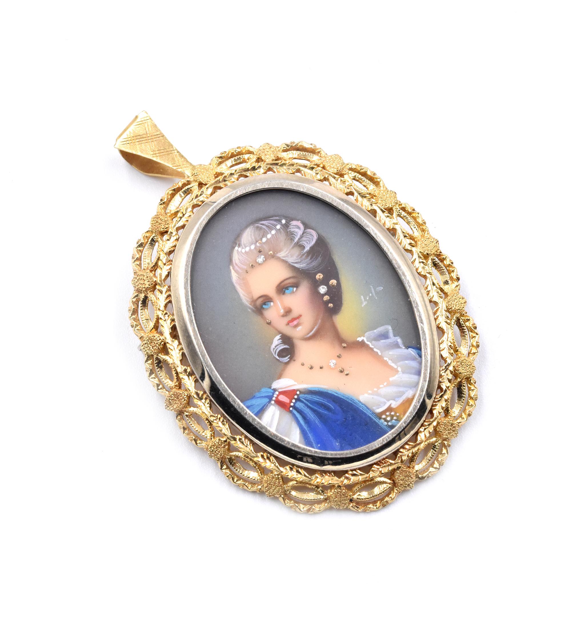 Designer: custom
Material: 18K yellow gold
Dimensions: pin is approximately 49mm X 33mm
Weight: 9.0 grams
