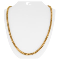 18 Karat Yellow Gold Vintage Heavy Beaded Fancy Link Long Necklace
