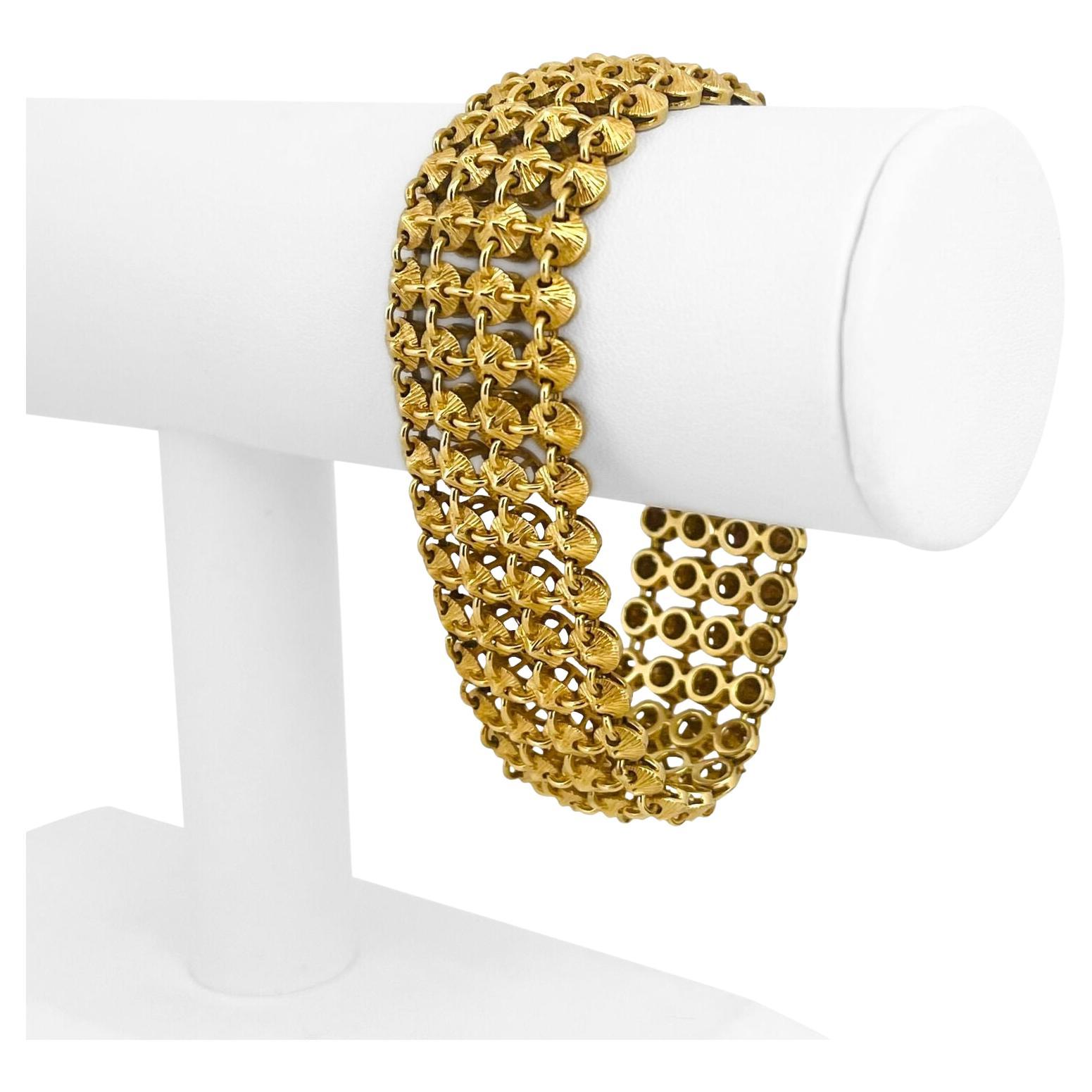Italian Fancy Gold Wide Link Bracelet For Sale at 1stDibs