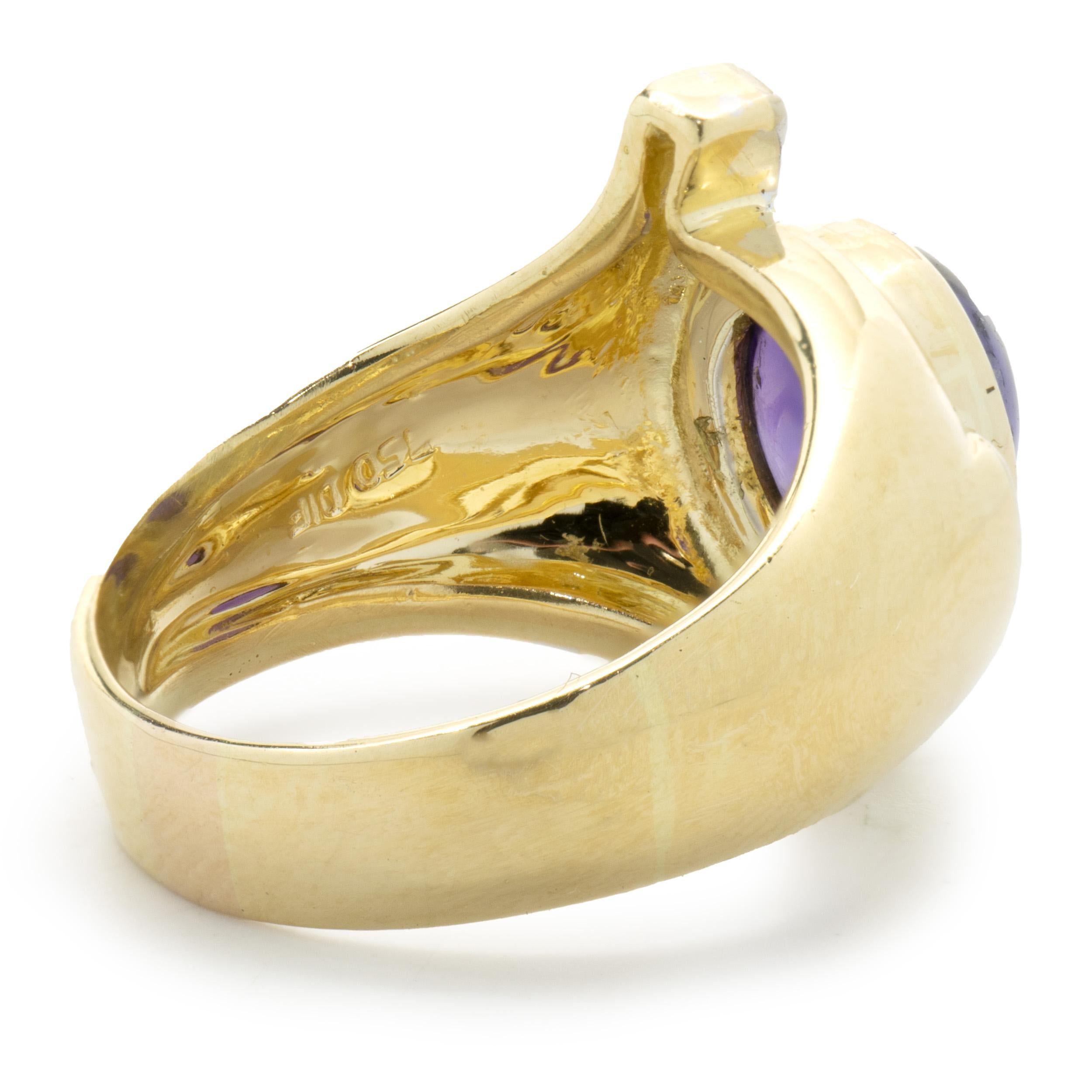 Women's 18 Karat Yellow Gold Cabochon Amethyst Ring For Sale