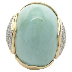 18 Karat Yellow Gold Vintage Persian Turquoise and Diamond Ring